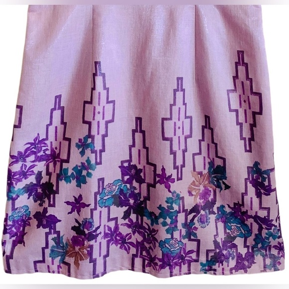 Free People Floral Preppy Scoop Neck Mini Dress Size 10 Cocktail Vacation - Picture 6 of 8